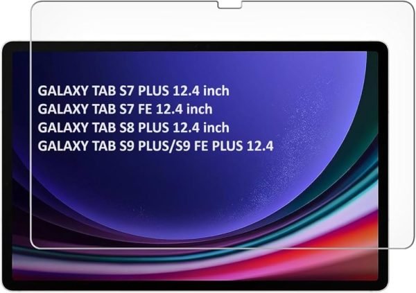 Premium Tempered Glass Screen Protector for Samsung Galaxy Tab S9 FE/S9 Plus/S8 Plus/S7 Plus/S7 FE 12.4 Inch SM-X800/X806/T970/T975/T976/T735 [2-Pack]